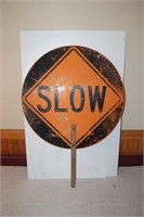 Two Sided SLOW and STOP Sign