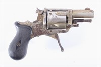 Engraved .32 CF Caliber Nickel Belgium Revolver