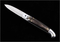 INOX German Lever Lock Buffalo Horn Switchblade