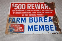 Vintage FARM BUREAU Reward Sign