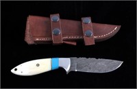 CFK Damascus Exotic Camel Bone Knife & Scabbard