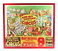 King Bros. & Cristiani Circus Framed Poster 1950-