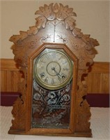 Vintage Wooden Regulator Clock with Key