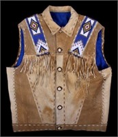 Native American Buckskin Beaded Vest, 20th Century