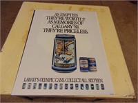 Labatts Blue Olympic Cans -Beer Poster - 20 x 26