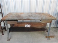 Metal 2 Drawer Shop Table  60 X 30 X 34H