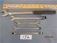 SNAP-ON  5 USED WRENCHES, 10mm, 13mm, 20mm