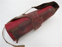 Antique Red Leather Courier Rolled Message Satchel