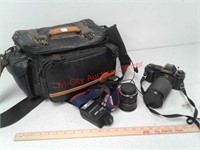 Canon t-50 35mm camera with lenses and Flash