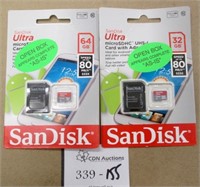 2 SanDisk Micro SDHC Cards ~ Open Packages