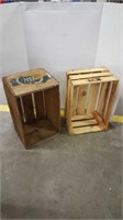 2 vintage wood boxes apple crate