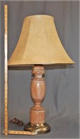 Wood And Brass Table Lamp.