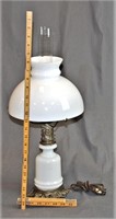 Milk Glass Victorian Style Electric Hurricane Lamp