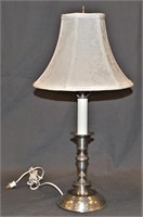 Brushed Pewter Finish Candlestick Table Lamp