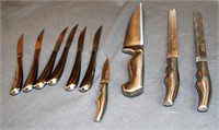 4 Stainless Chef's Knives, 6 Steak Knives