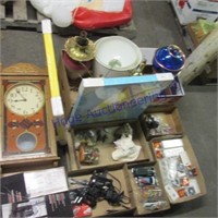 Elgin wall clocks, lamps, buttons, shell