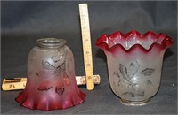 Lighting Box Lot, 2 Antique Glass Shades