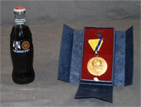 2 Pc Rotary Lot, Paul Harris Medal, Coca Cola Bott