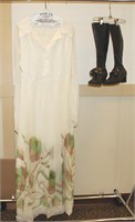 Vintage Lot, Chiffon Gown, 60s Leather Boots