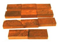 Lot Of 11 Copper Newspaper Ad Printing Plates