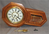 Vintage J C Penney Oak Schoolhouse Clock