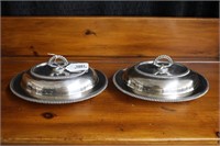 2 Covered Silver-Plate Servers