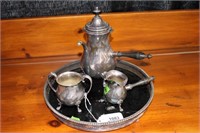 Vintage Crescent Silver plate Tea Set and Tray