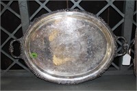 Vintage Silver-Plate Footed Oval Serving Tray