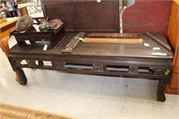 Antique Chinese Table - Dark Wood w/Carving