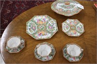 Rose Medallion Plates, Cups, Covered Dish