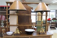 Pair of Lamps W/ Leather Shades