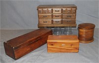4 Vintage Wooden Boxes, Miniature Lane Cedar Chest