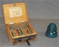 Antique Telephone Battery Jack Box And Insulator
