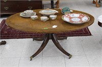 Federal Style Oval Coffee Table w/Casters