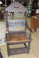 Heavily Carved High Back Spanish Chair