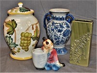 3 Vintage Vases and a Covered Jar.
