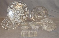 8 Pieces Vintage Pressed Glass /Crystal Serve Ware