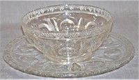 Heavy Vintage Glass Centerpiece Bowl With Tray