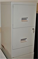 2 Drawer Beige Metal File Cabinet / Key