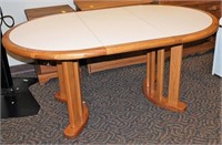 Oval Oak And Laminate Dining Table, One Leaf