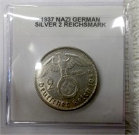 1937 Nazi German Silver 2 Reichsmark