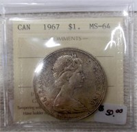 1967 Canada Mint State 64 Silver Dollar