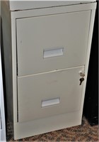 2 Drawer White Metal File Cabinet / key