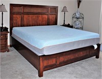 King Sized Wooden Bed W/ Cane -No Mattress & BS.