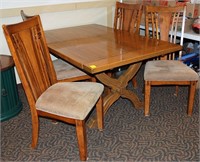 Cushman Classics Oak Table w/ 4 Chairs, 2 Leaves.