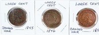 Coin 3 United States Large Cents 1845, 1846, 1853