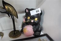 CHALKWARE CAT W/ BALL BANK