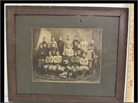 NEAT OLD FOOTBALL TEAM PHOTO - framed 221/2" x 18"