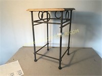 Rod Iron Accent Base wood top stand/table