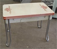 Vintage Porcelain Enameled Top Table With Slides